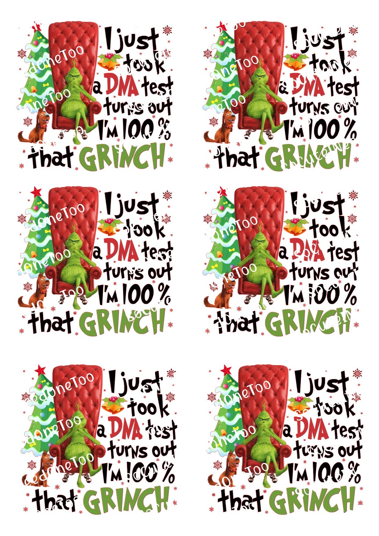 Grinch Full Sheets of Same Image Decals - SoCuteINeedOneToo