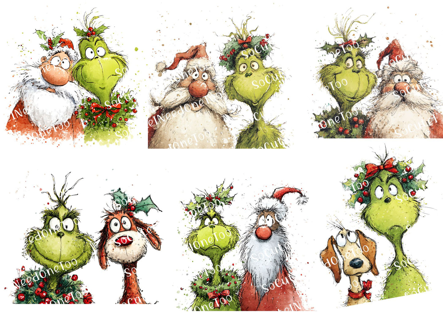 Grinch Waterslide Decals - Premium Holiday Collection Full Sheets