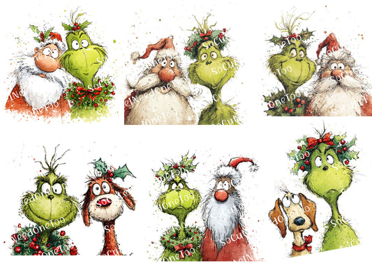 Grinch Waterslide Decals - Premium Holiday Collection Full Sheets