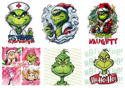 Grinch Waterslide Decals - Premium Holiday Collection Full Sheets