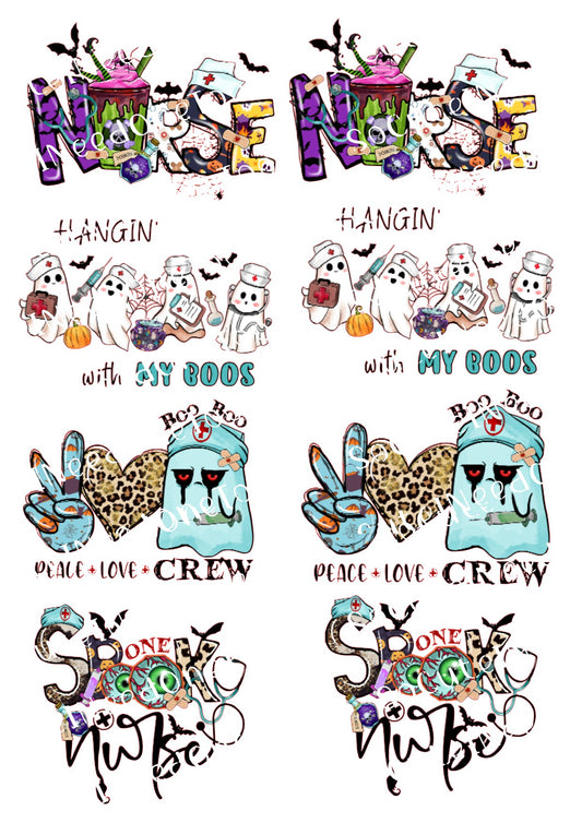 Halloween Nurse Waterslide Decals – Spooky Nurse Designs for Tumblers