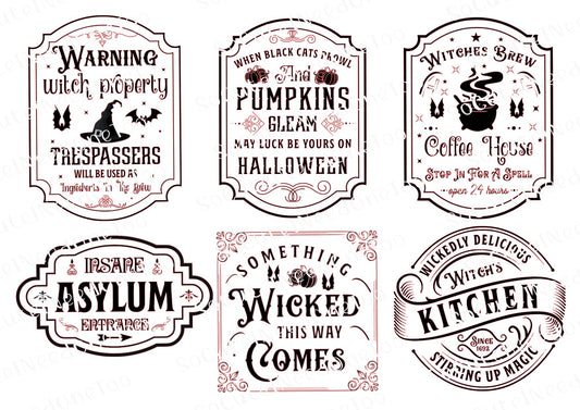 Halloween Warning Labels Waterslide Decals