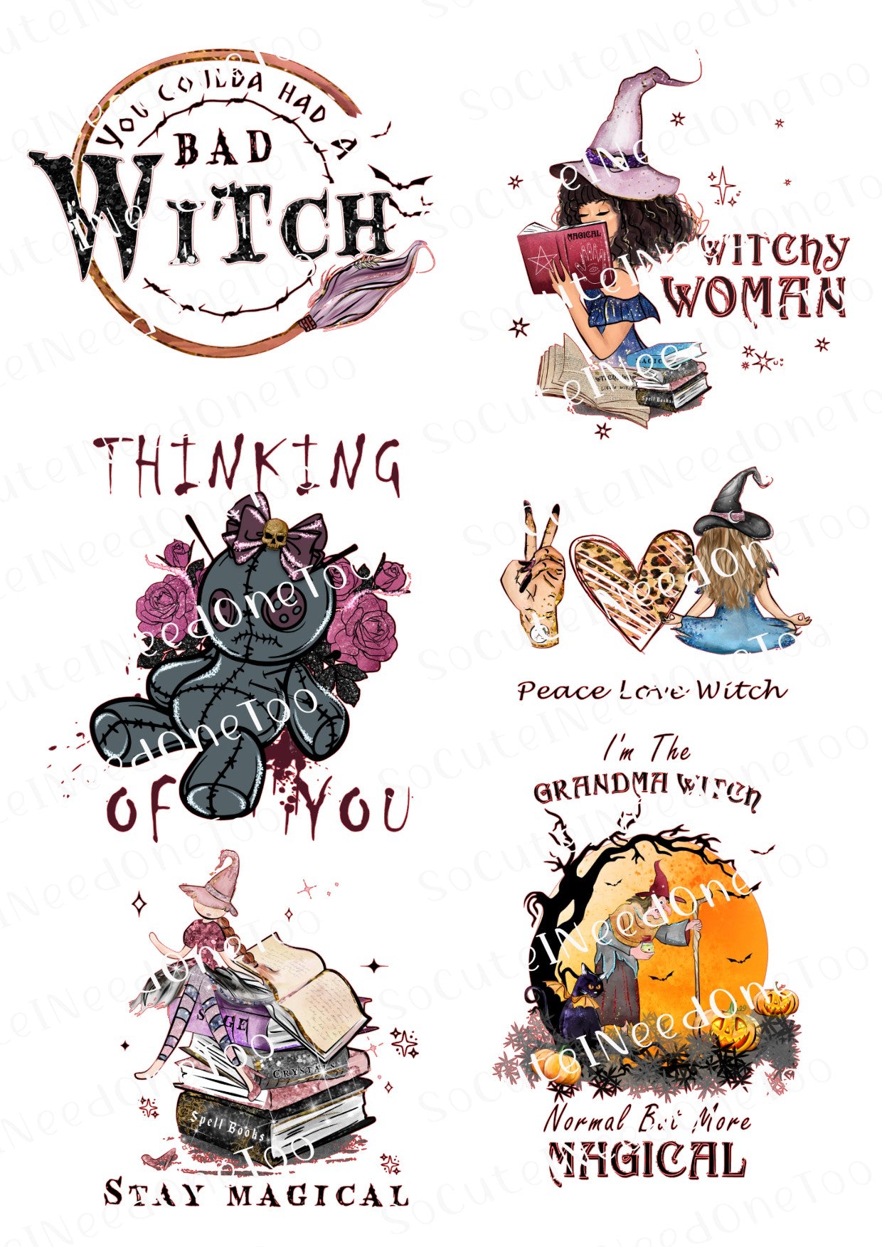 Collection of Halloween-themed illustrations decals