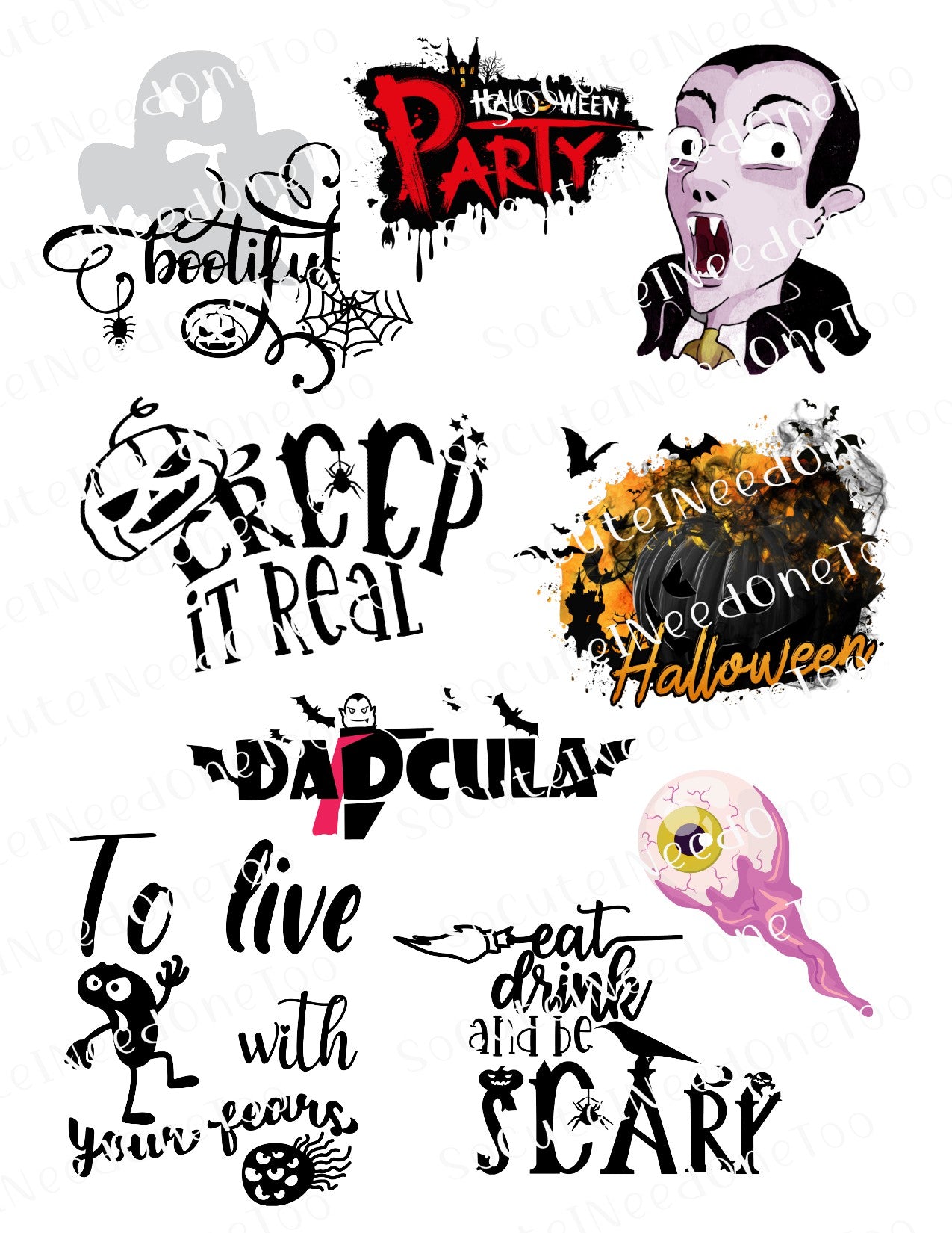 Halloween #2 Waterslide Decals - Eat Drink and Be Scary