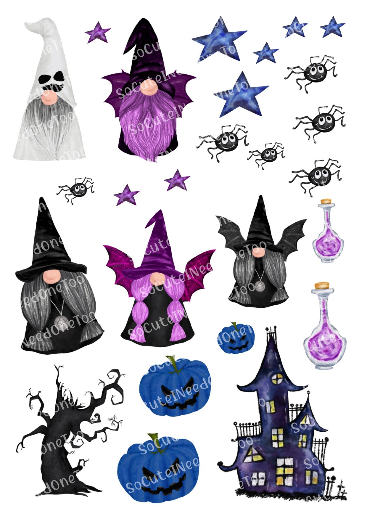 Halloween Gnomes Waterslide Decals - Spooky Gnome Designs for Tumblers