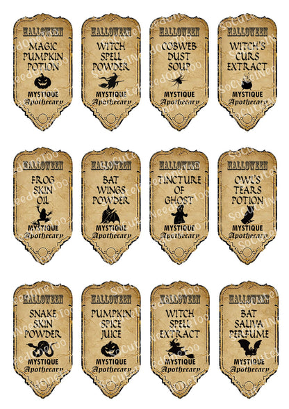 Halloween Potion Labels Waterslide Decals – Spooky Apothecary Designs for Tumblers
