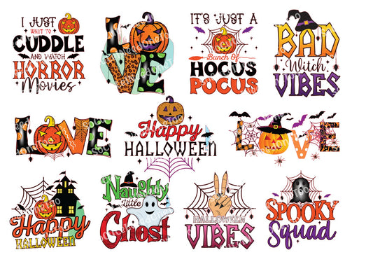 Halloween Sayings Waterslide Decals – Spooky Phrases & Halloween Designs for Tumblers