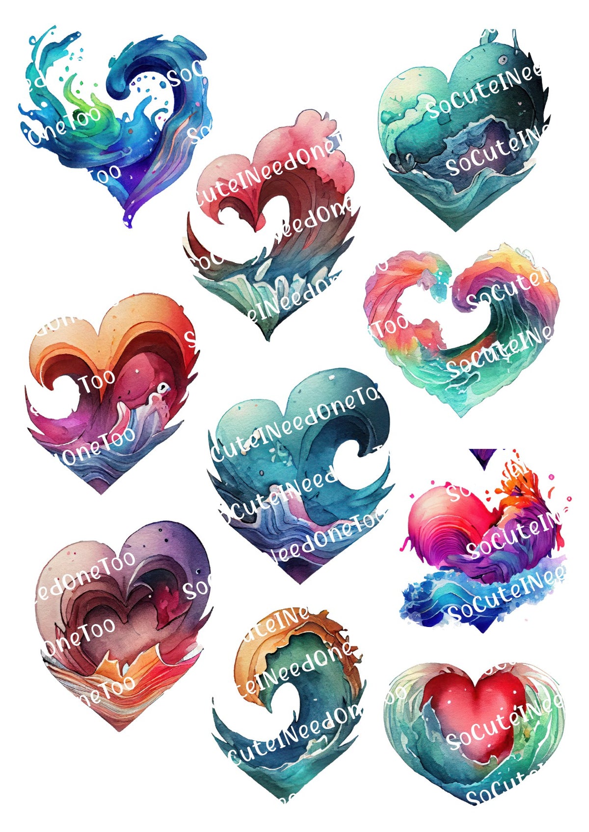 Calcomanías para toboganes acuáticos con ondas de corazón 