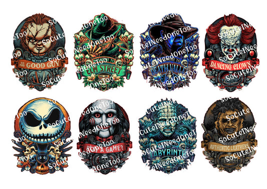 Horror Characters Waterslide Decals - Jack, Michael, Jason, Chucky