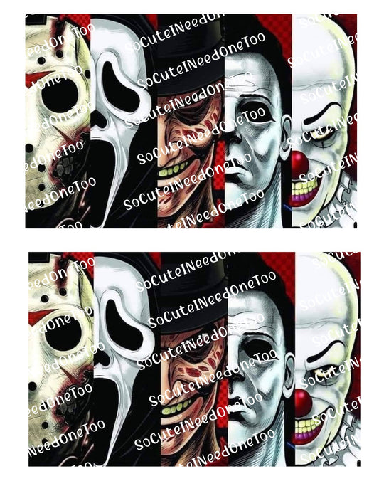Horror - All Bad Guys #1 en papel transparente/blanco para tobogán acuático, listo para usar 