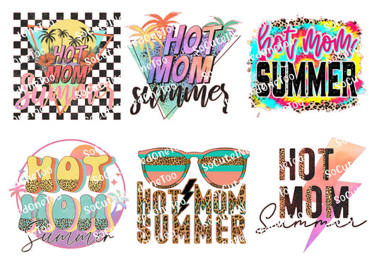 Hot Mom Summer #2 en papel transparente/blanco para toboganes de agua, listo para usar