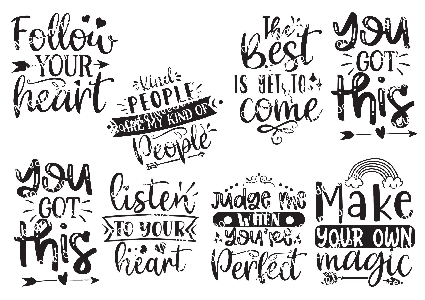 Inspirational motivational quotes waterslide decals for tumblers