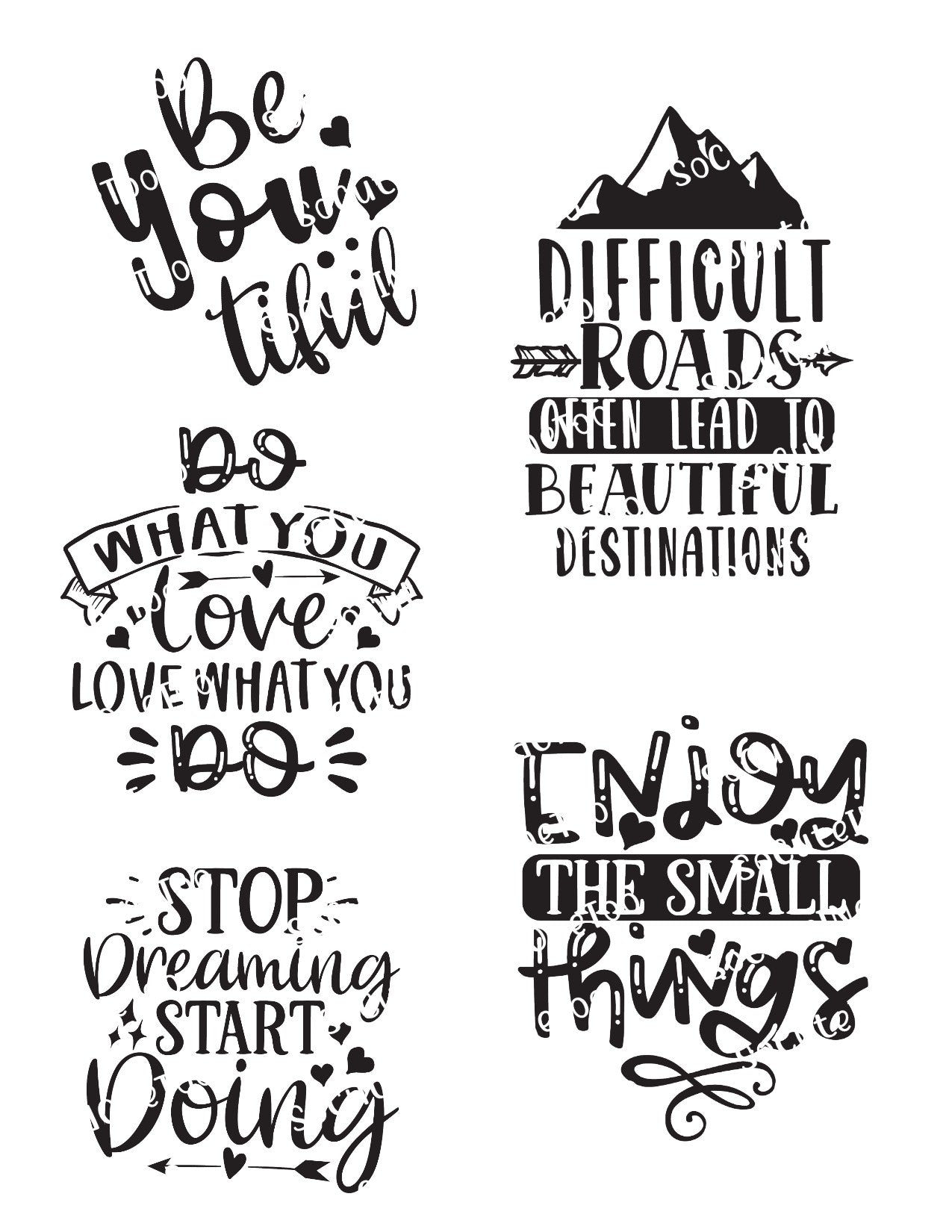 Inspirational Waterslide Decals Set #1 – Motivational Quotes for Tumblers