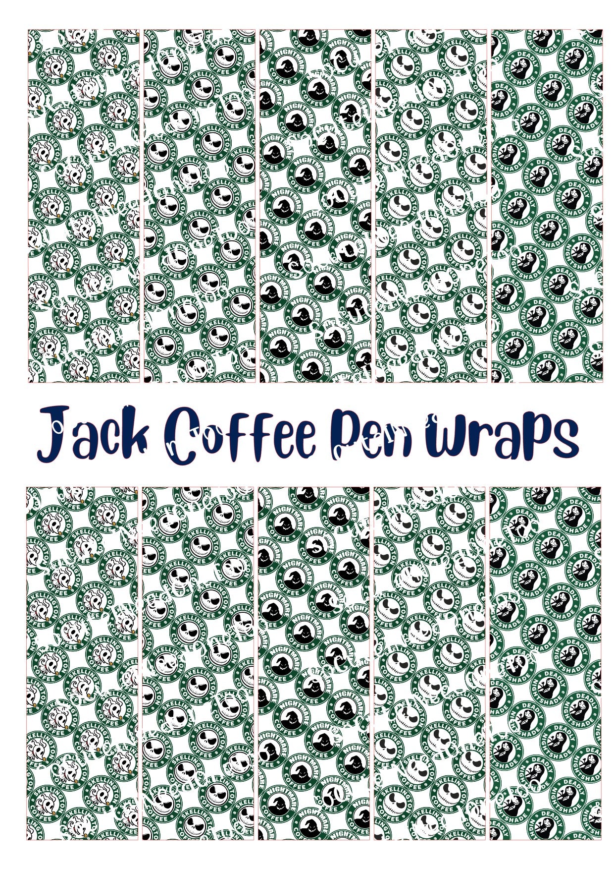 Jack Skellington Coffee Pen Wraps - Nightmare Before Christmas Waterslide Decals