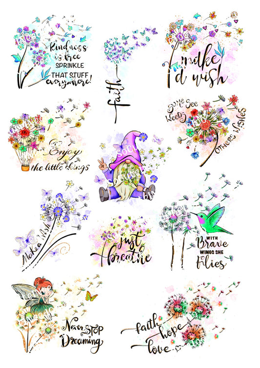Flores Just Breath en papel transparente/blanco para toboganes de agua, listas para usar 