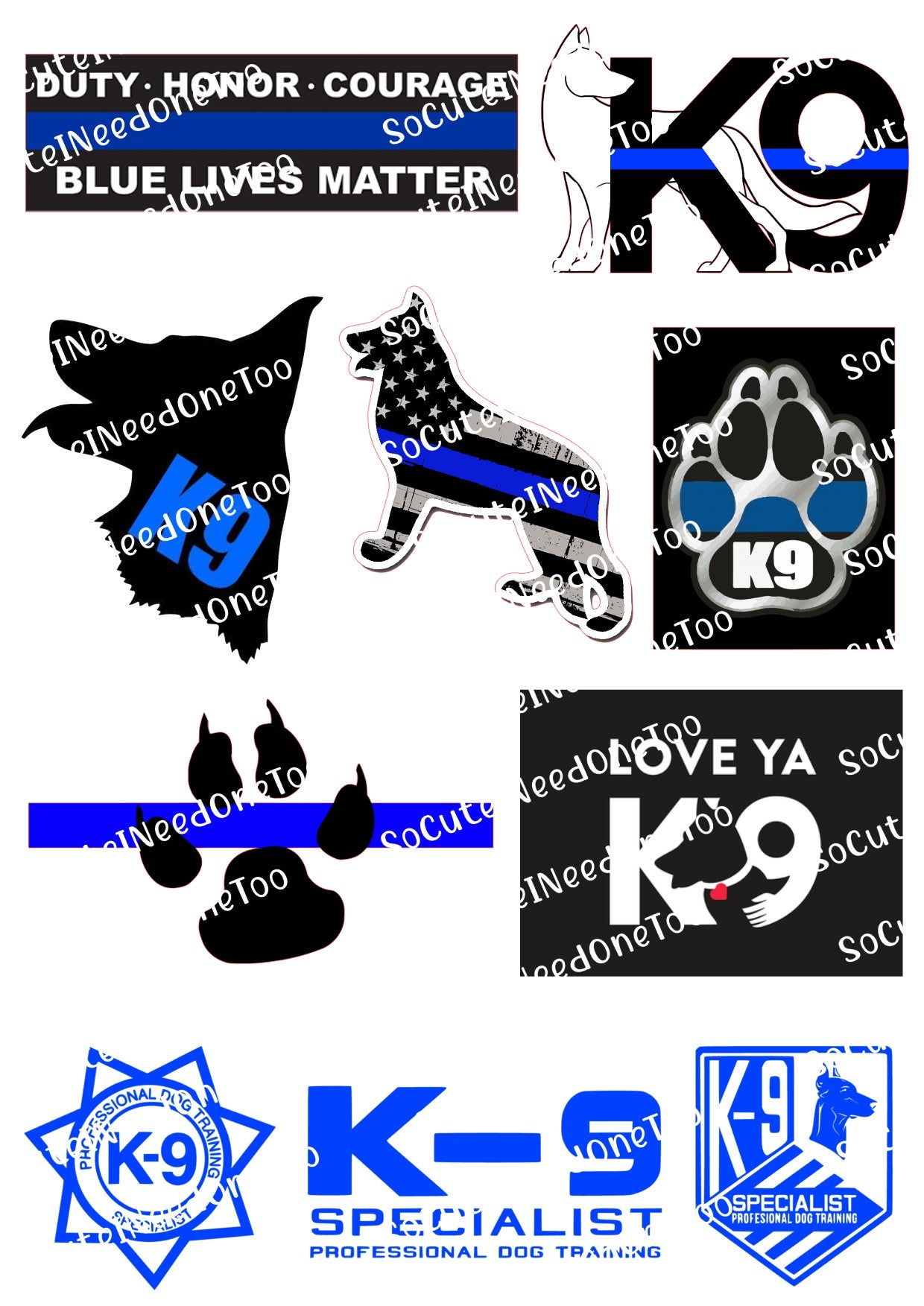 K-9 LOVE - en papel transparente/blanco para toboganes de agua, listo para usar 
