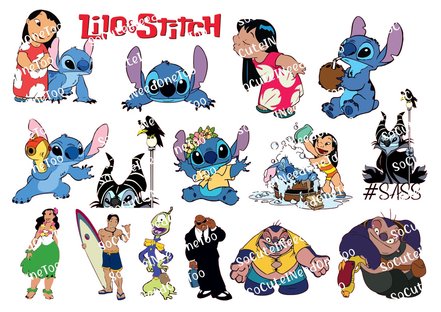 Lilo & Stitch Waterslide Decals - 15 Full Sheets for Fun Crafts and DIYs - SoCuteINeedOneToo