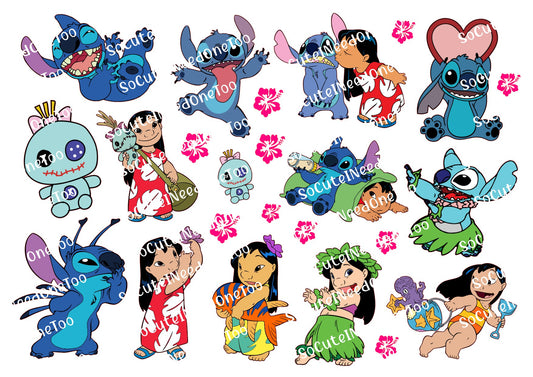 Calcomanías para toboganes acuáticos de Lilo &amp; Stich en la playa 