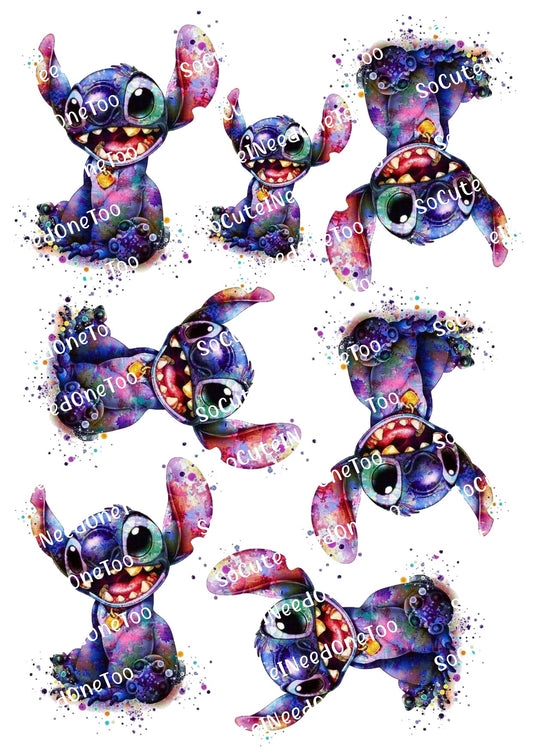 Lilo & Stitch Watercolor Waterslide Decals - Full Sheet