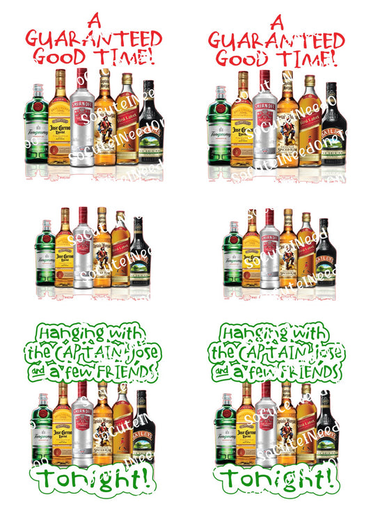 Liquor Friends en papel de agua transparente/blanco listo para usar 