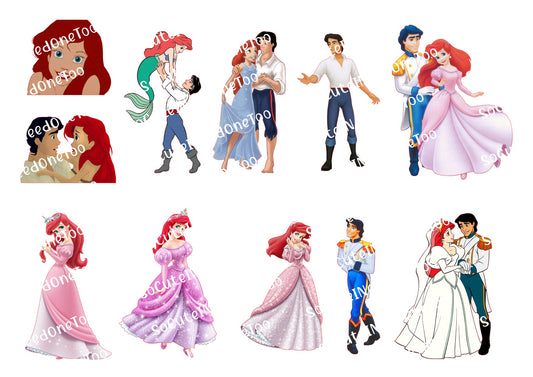 Little Mermaid Wedding Waterslide Decals – Ariel Bridal Designs for Tumblers & Gifts