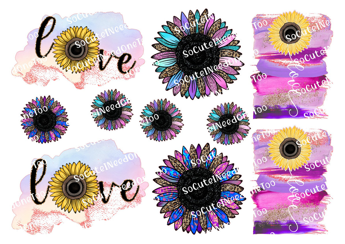Love Sunflowers waterslide decal sheet – sunflower love designs for tumblers & crafts