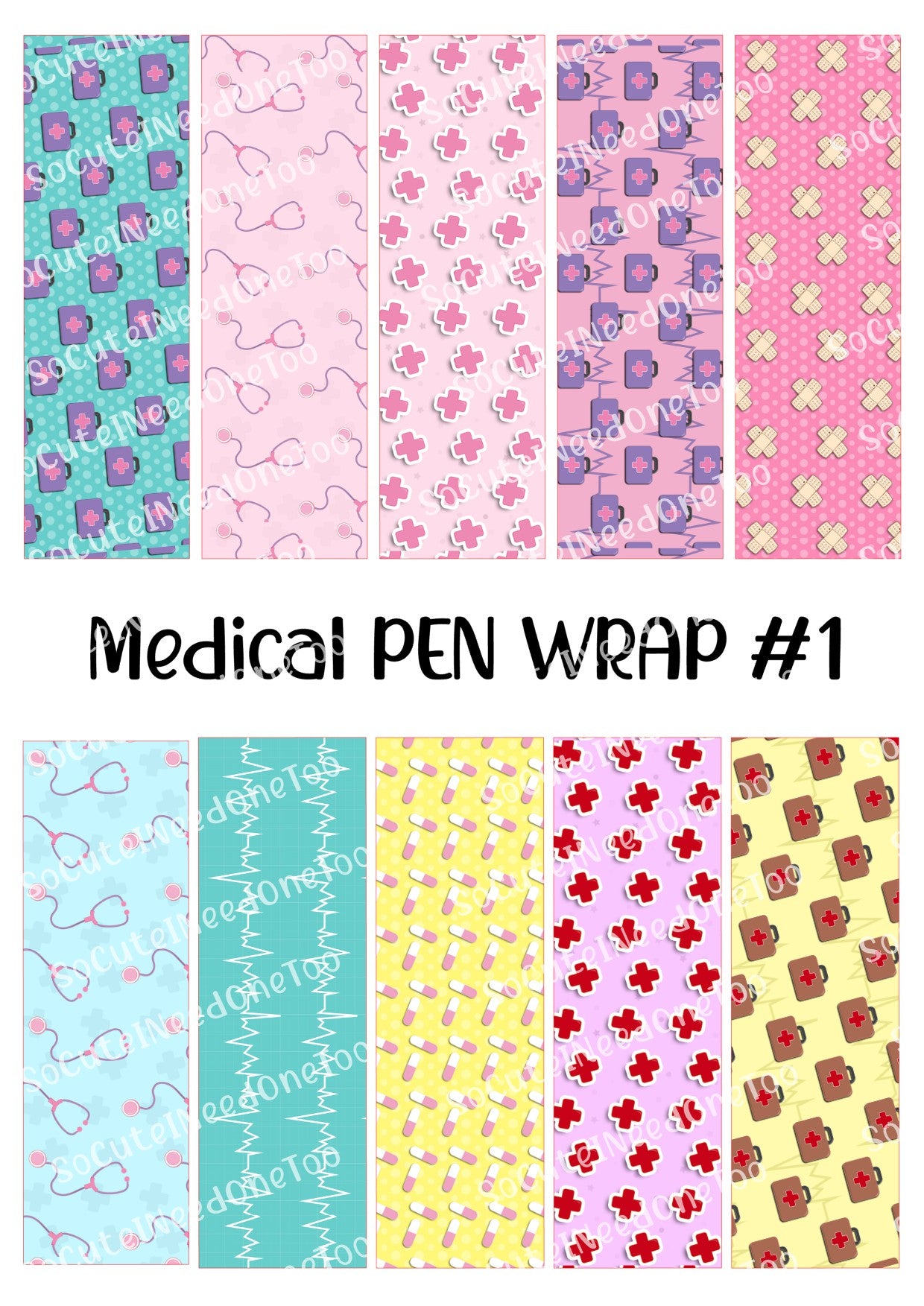 Medical Pen Wraps #1 - Healthcare Waterslide Decals