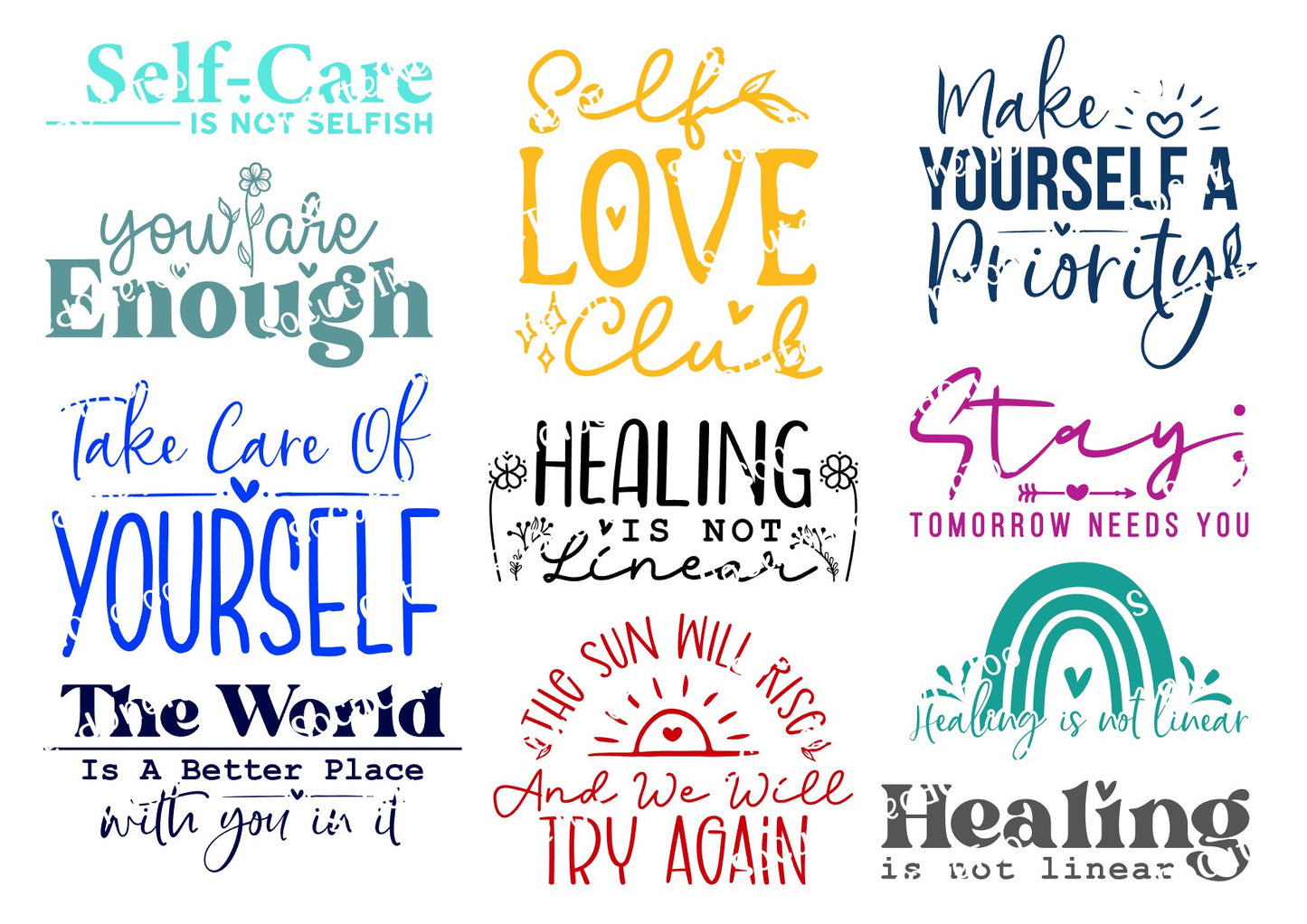 Mental Health #1 Waterslide Decals – Self-Care & Healing Designs for Tumblers