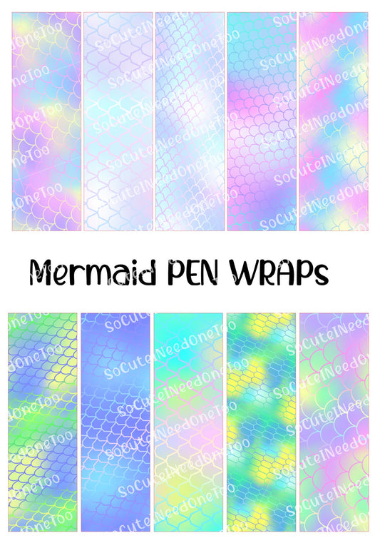 Mermaid Pen Wraps – Ocean Mermaid Designs for Bic Pens