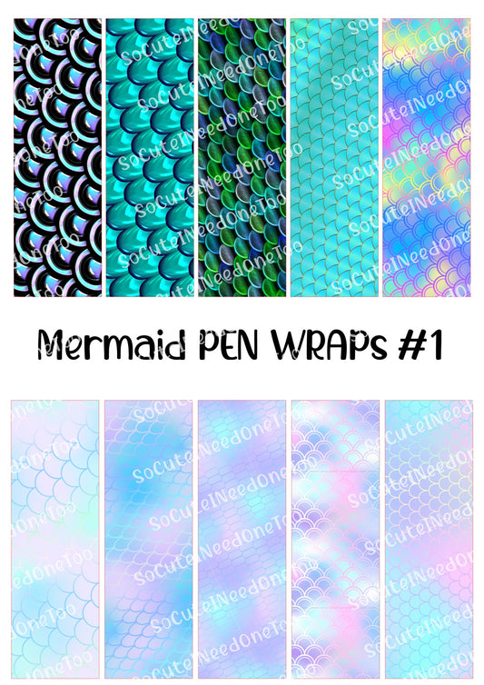 Mermaid Pen Wraps #1 – Mermaid Ocean Designs for Bic Pens