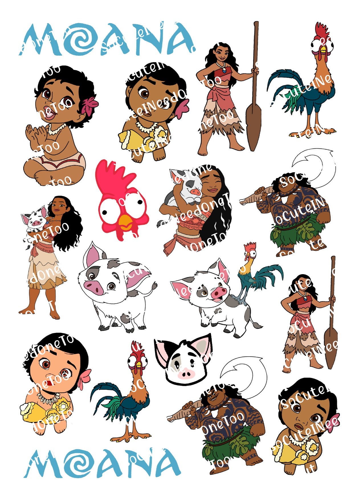 Calcomanías para tobogán acuático de personajes de Moana 
