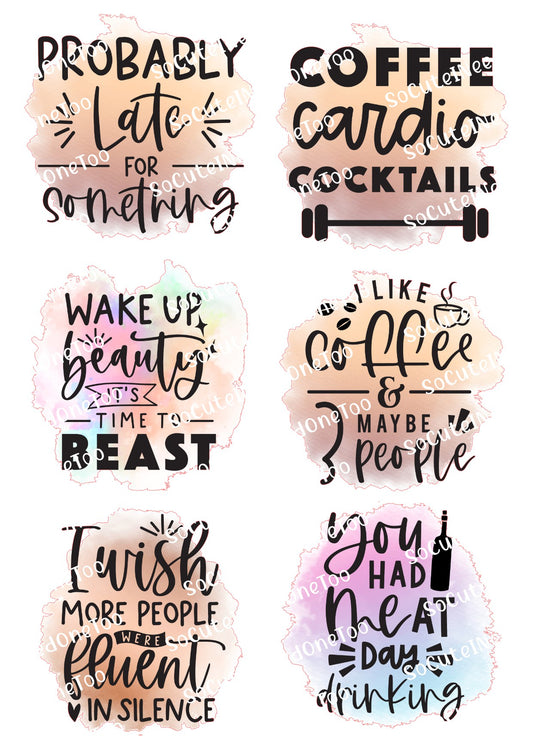 Mom Daily Sayings #1 waterslide decal sheet – funny mom life designs for tumblers