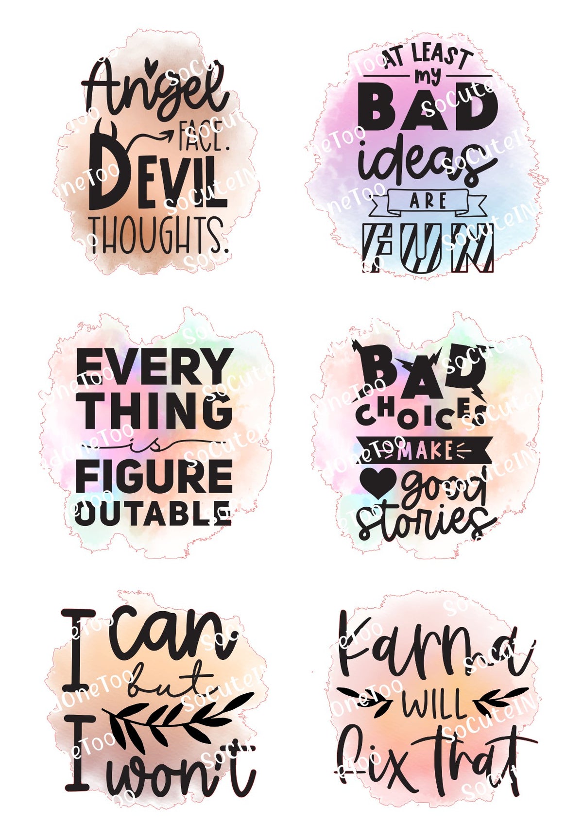 Mom Daily Sayings #2 waterslide decal sheet – funny mom life designs for tumblers