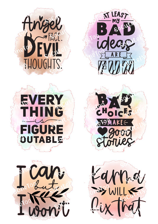 Frases diarias de mamá n.° 2 en papel transparente/blanco para tobogán acuático, listas para usar 