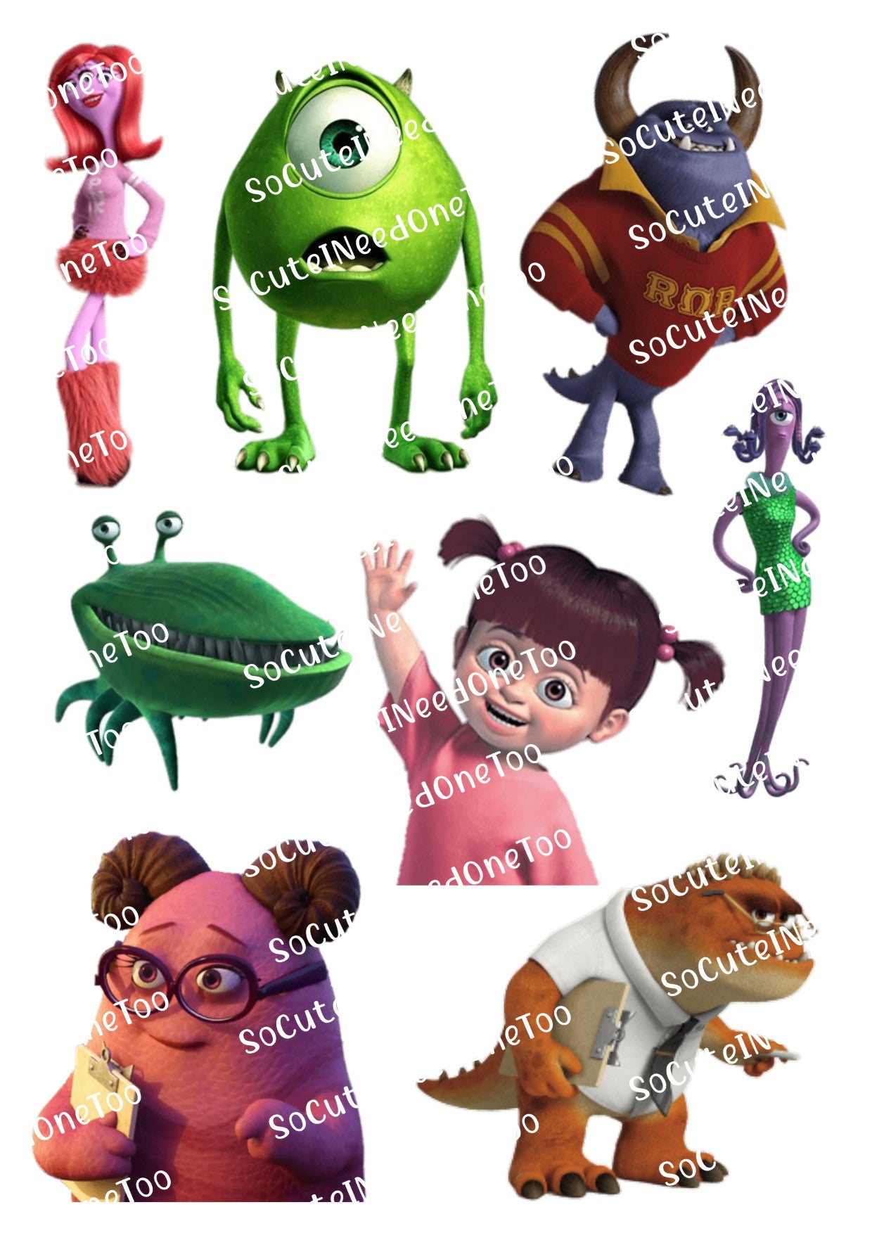 Monsters Inc Waterslide Decals - Multiple Sheets Available