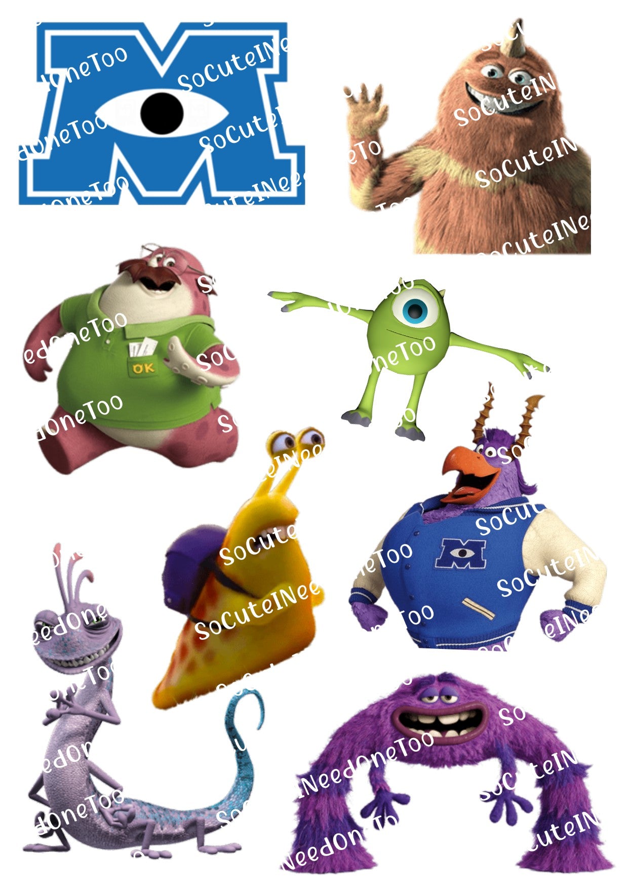 Monsters Inc Waterslide Decals - Multiple Sheets Available