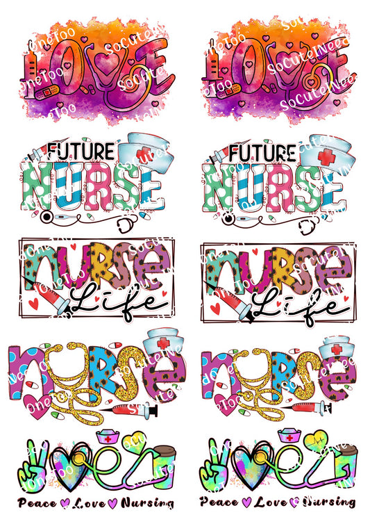 Nurse Waterslide Decals – Multiple Nursing Designs for Tumblers & Drinkware