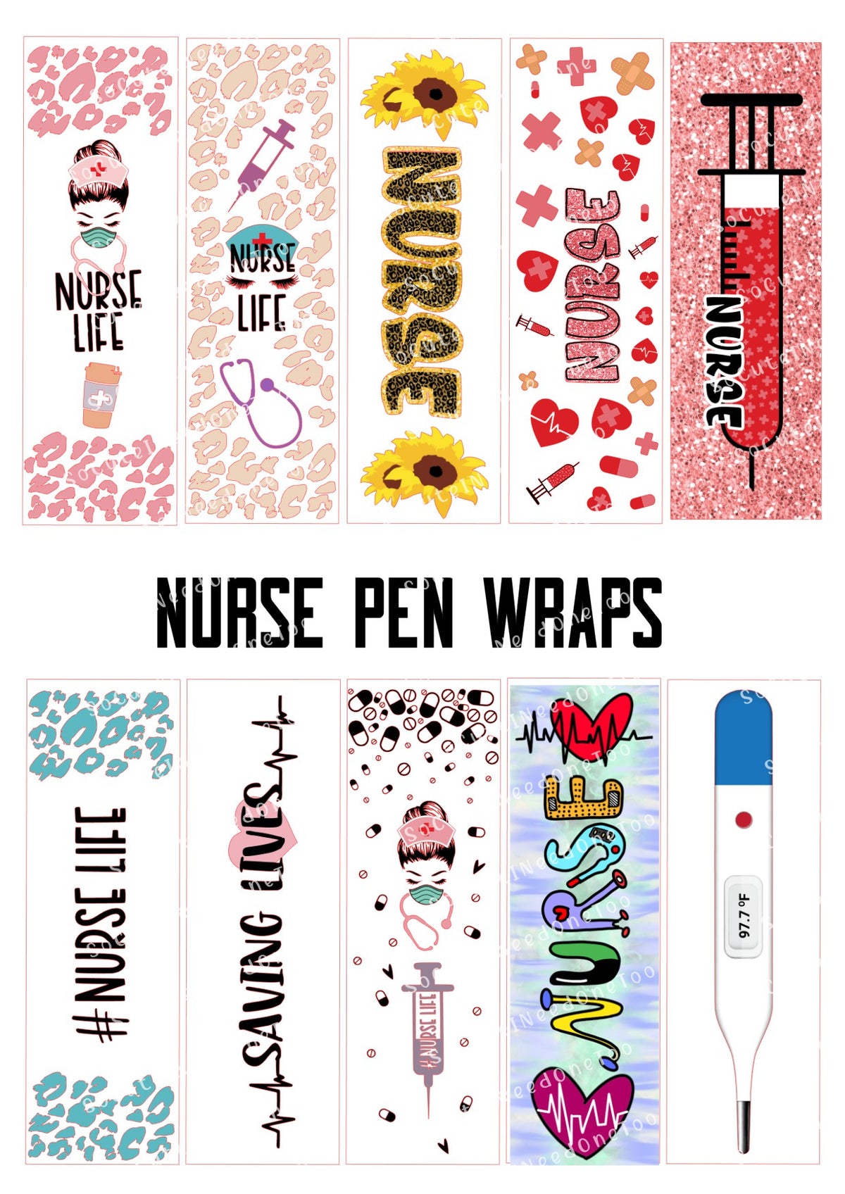 Nurse Pen Waterslide Wraps – Medical Healthcare Pen Wrap Designs