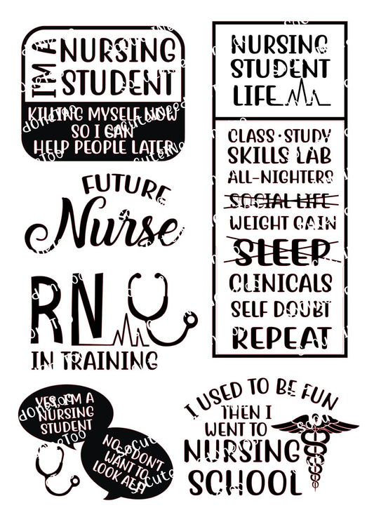 Nursing School Waterslide Decals – Nurse & Student Designs for Tumblers