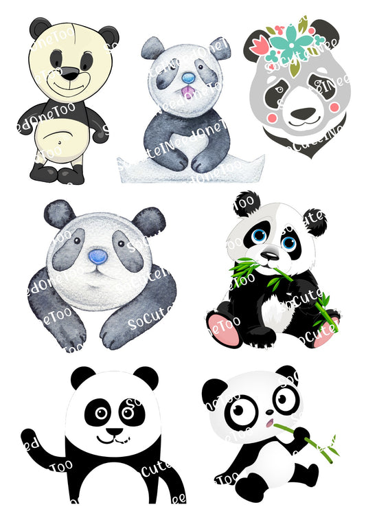 Calcomanías Panda n.° 1 en papel transparente/blanco para toboganes de agua, listas para usar 