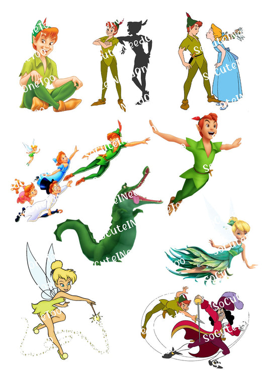 Calcomanías de Peter Pan n.° 1 en papel transparente/blanco para toboganes de agua, listas para usar