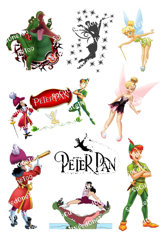 Calcomanías de Peter Pan n.° 1 en papel transparente/blanco para toboganes de agua, listas para usar
