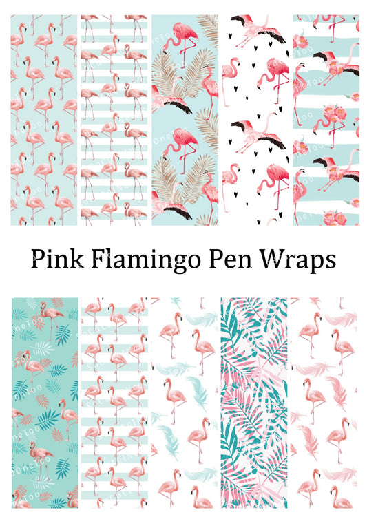 Pink Flamingo Pen Wraps – Tropical Flamingo Designs for Bic Pens