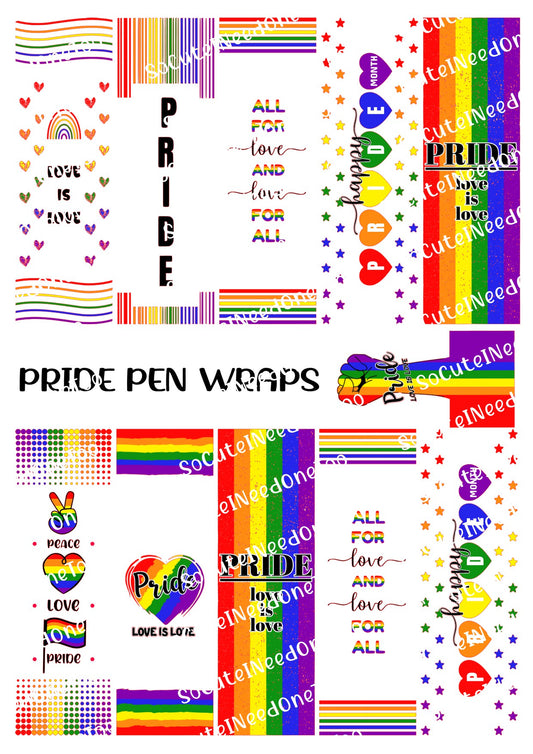 Pride Pen Wraps - Rainbow Waterslide Decals
