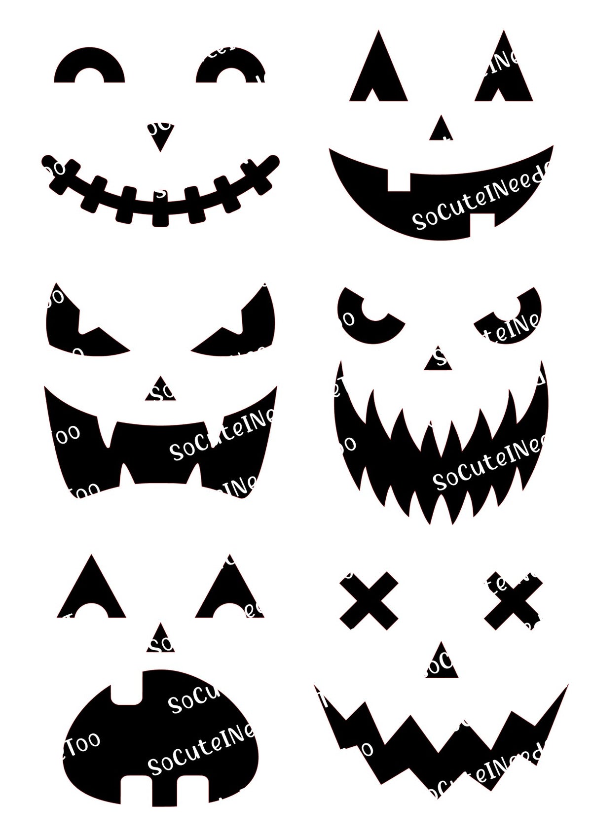 Pumpkin Faces waterslide decal sheet – Halloween jack-o-lantern designs for tumblers