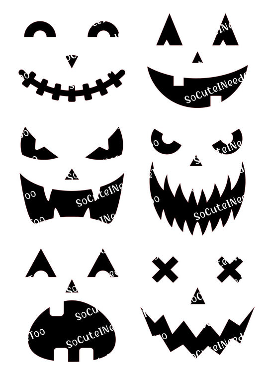 Pumpkin Faces waterslide decal sheet – Halloween jack-o-lantern designs for tumblers