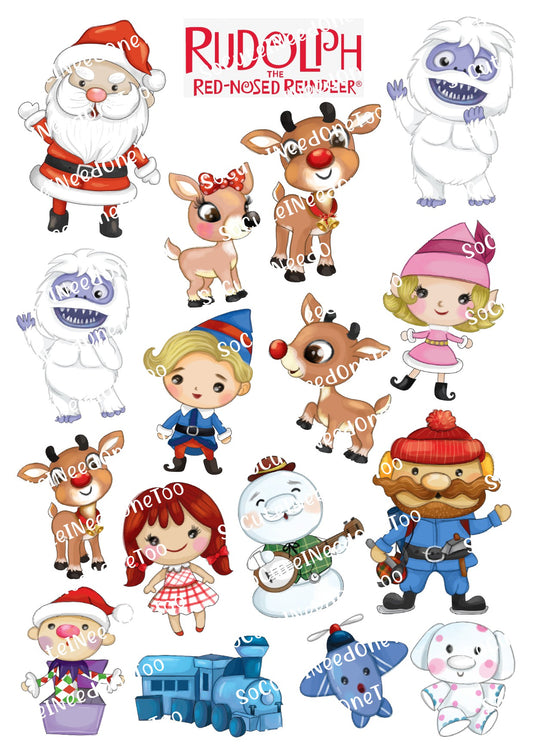 Rudolph and Friends Waterslide Decals - Christmas Reindeer