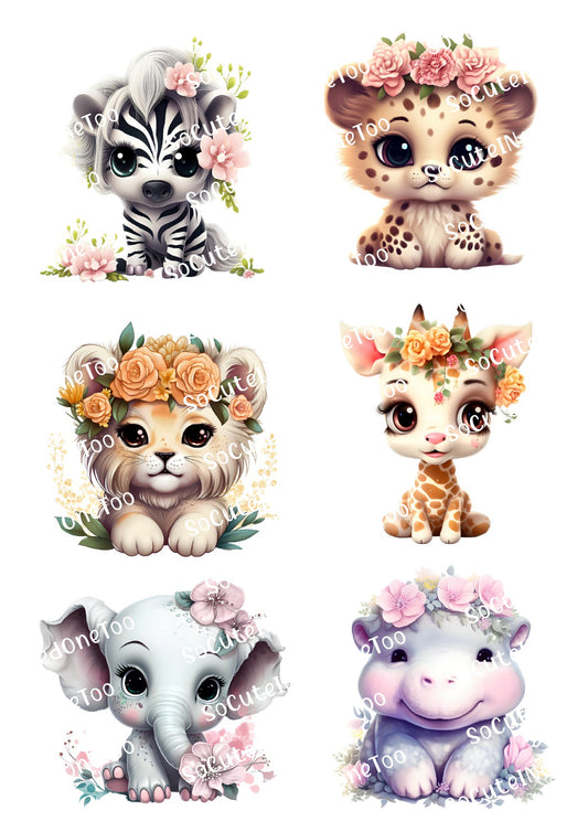 Safari Animals Waterslide Decals – Lions Elephants & Sloths Designs for Tumblers