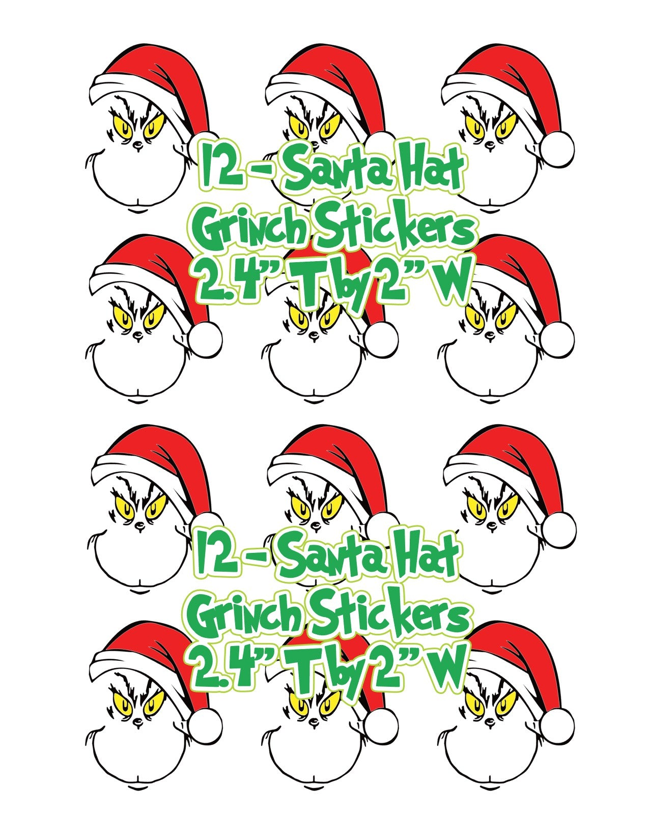 Santa Hat Grinch Sticker Sheet - Holiday Planner & Craft Stickers