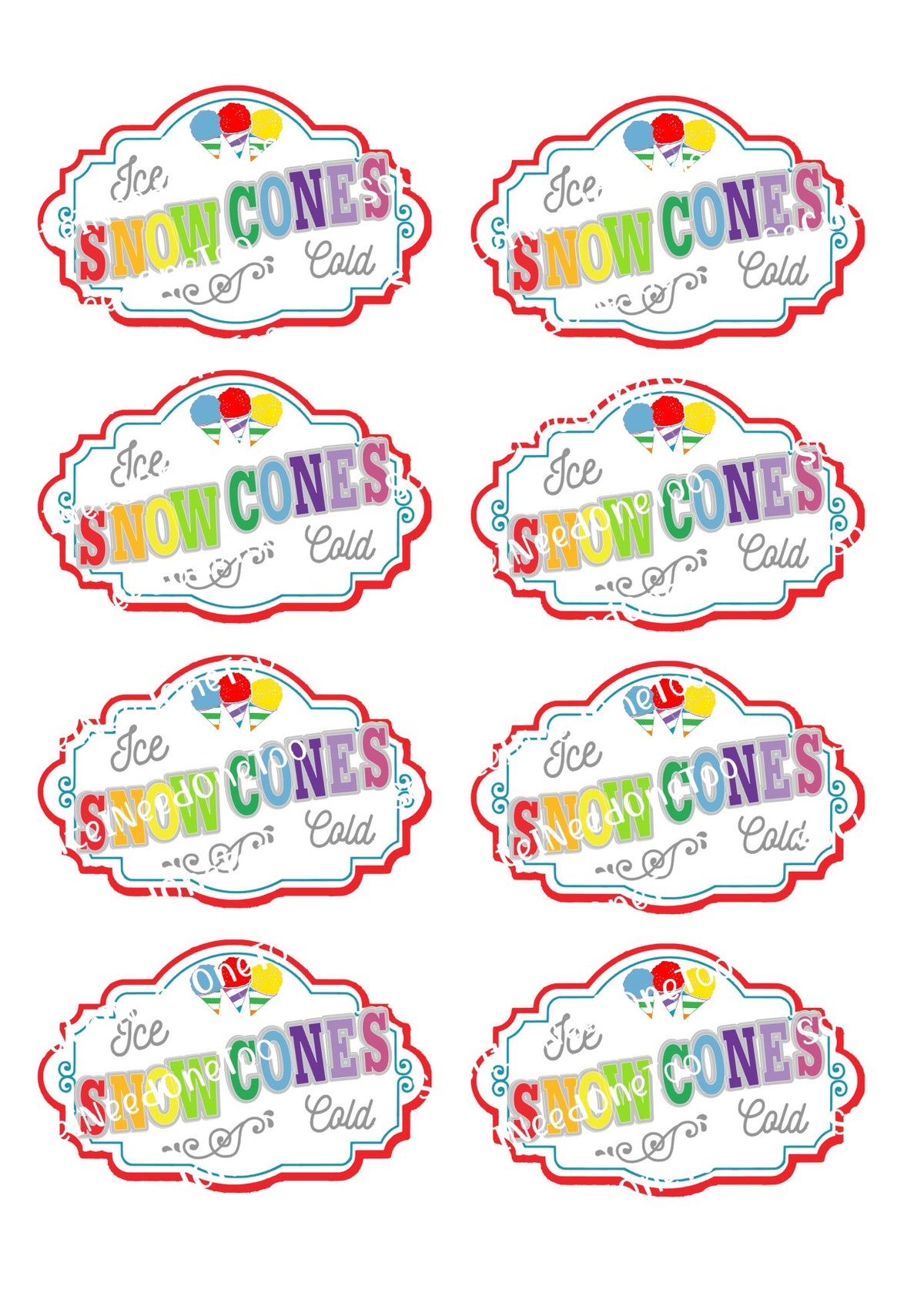 Snow Cone Carnival waterslide decal sheet – fun summer designs for tumblers & crafts